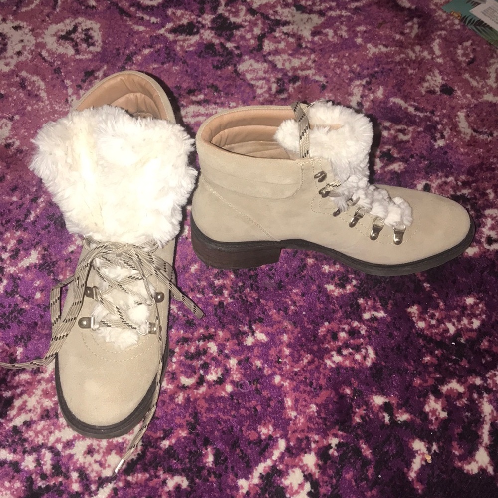 Sam Edelman suede faux fur boots in tan size 9